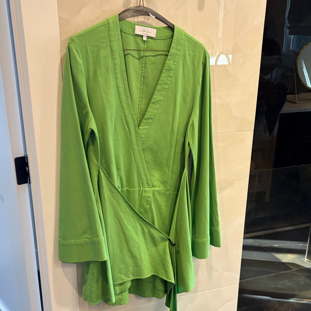 L'Academie Bright Green Wrap Tunic